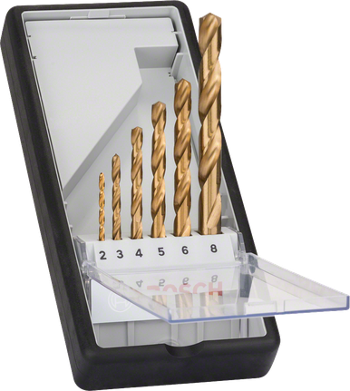 Juego de 6 brocas para metal HSS-TiN de la línea Robust de Bosch .